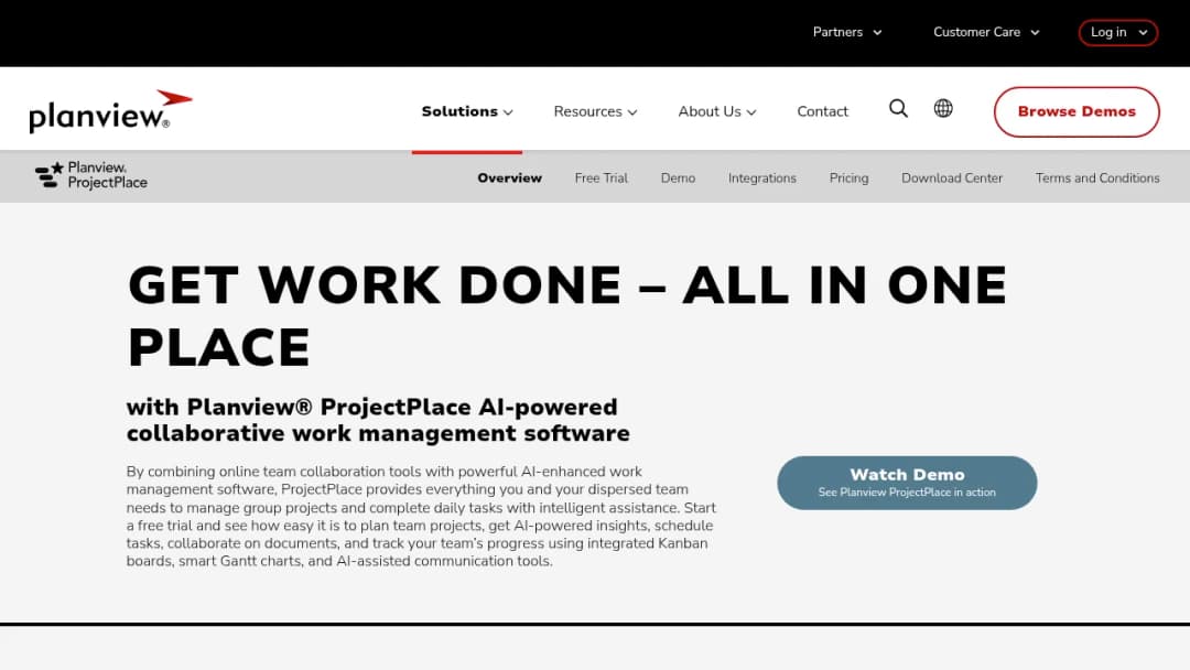 Planview® ProjectPlace screenshot