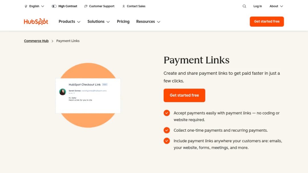 HubSpot Payment Links screenshot