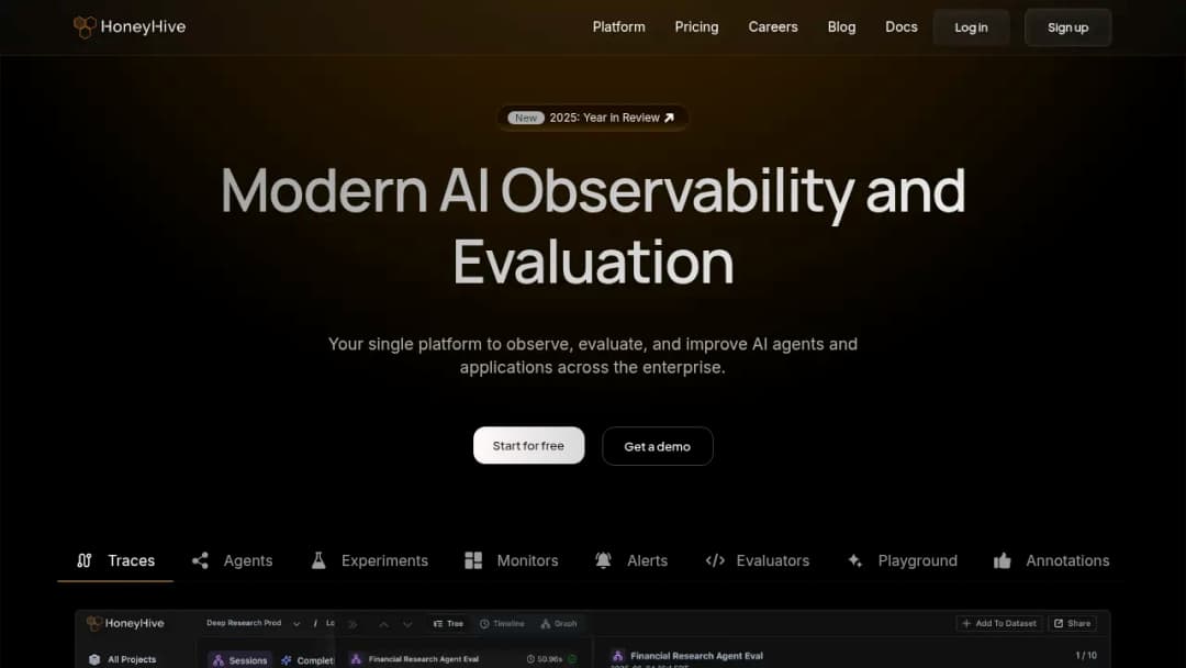 HoneyHive screenshot