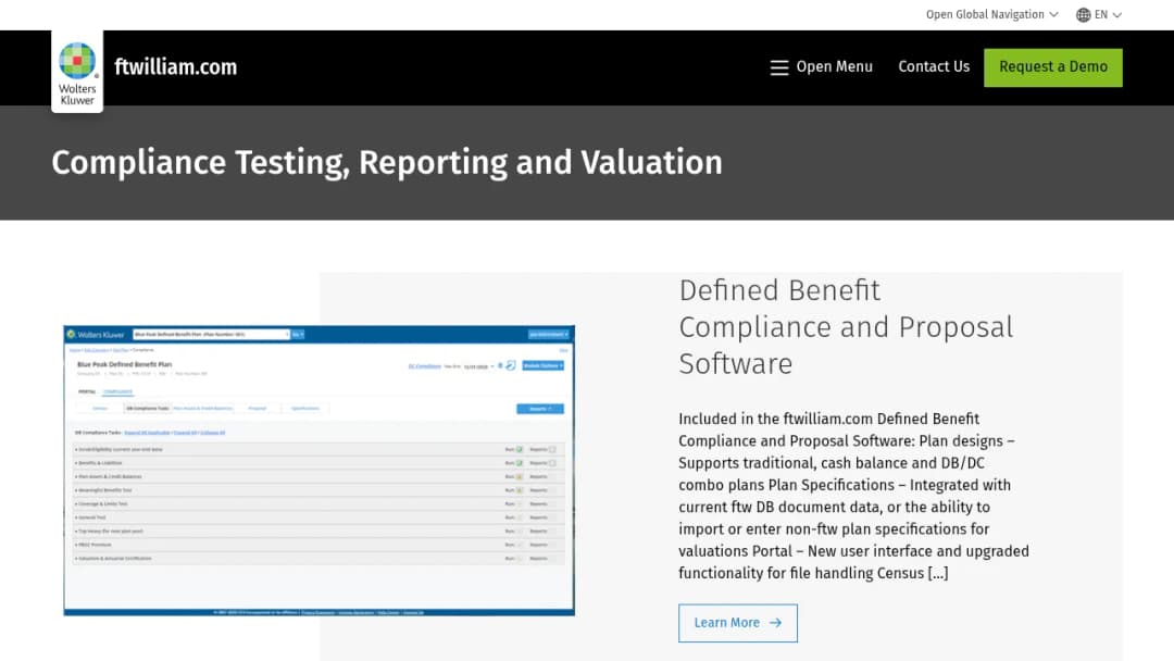 Wolters Kluwer Compliance Testing, Reporting and Valuation screenshot