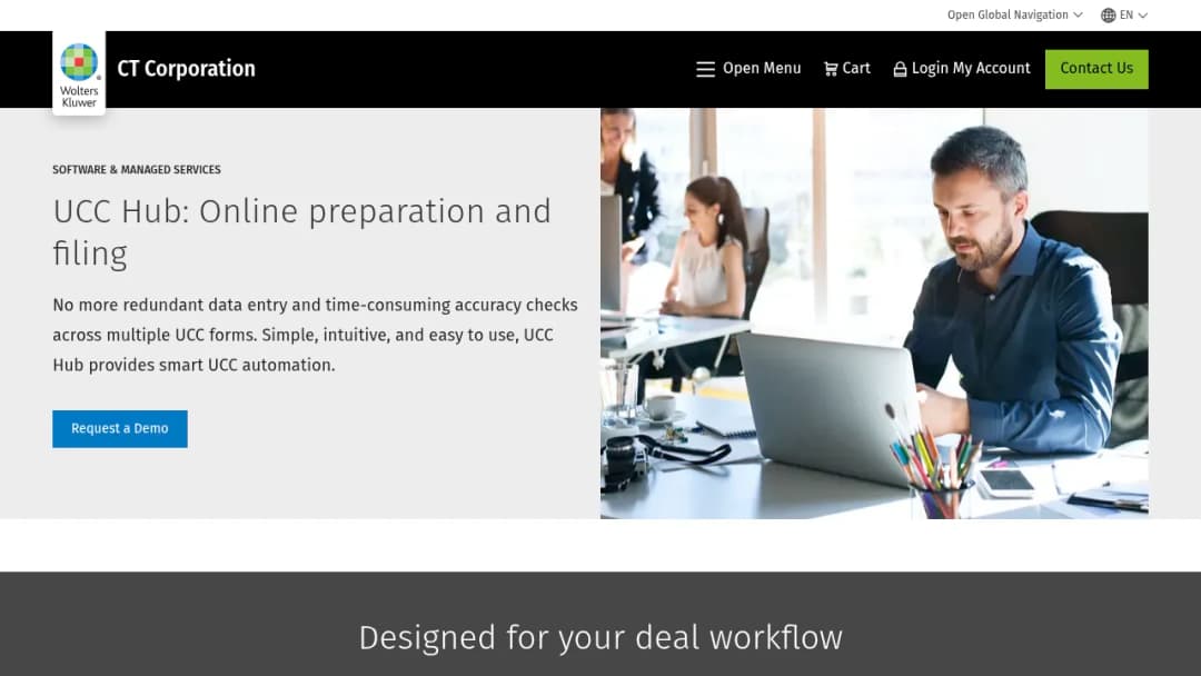 Wolters Kluwer UCC Filing Services Hub screenshot