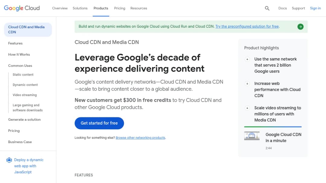 Cloud CDN screenshot