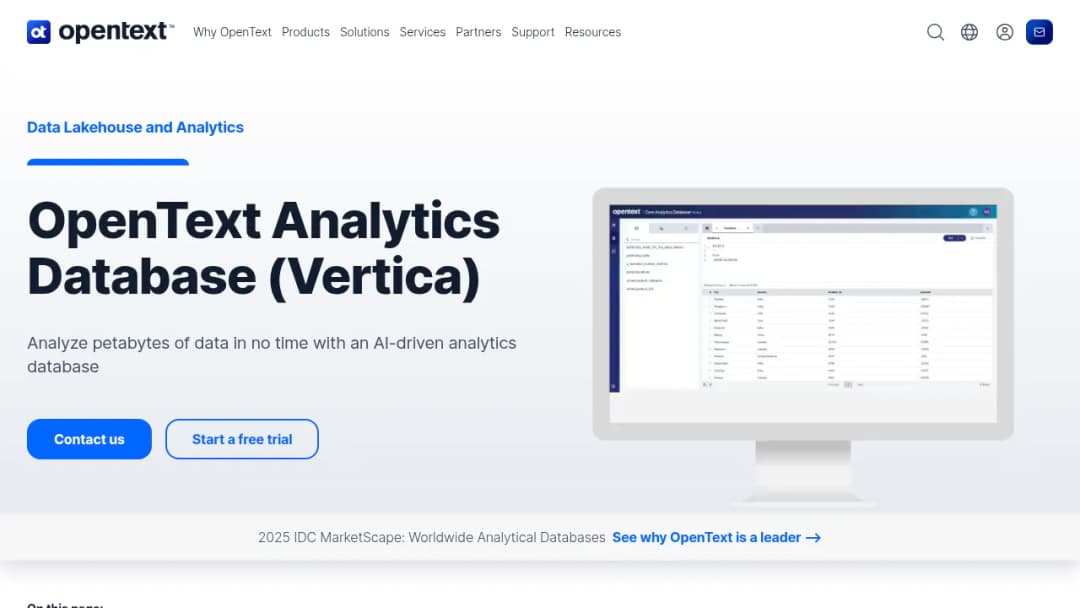OpenText Analytics Database screenshot