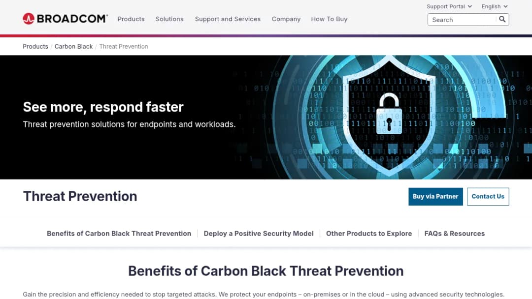 Broadcom Carbon Black Threat Prevention screenshot