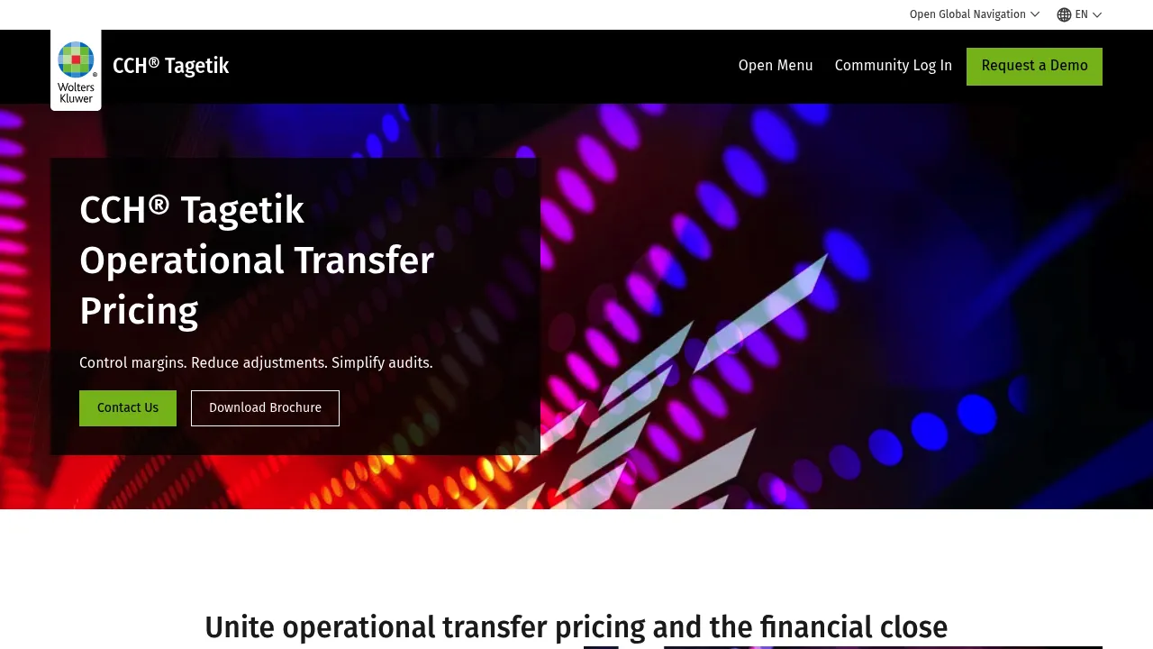 Wolters Kluwer CCH® Tagetik Operational Transfer Pricing screenshot