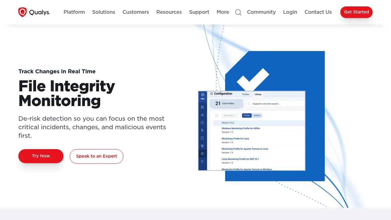 Qualys File Integrity Monitoring screenshot