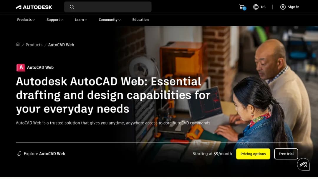 Autodesk AutoCAD Web screenshot
