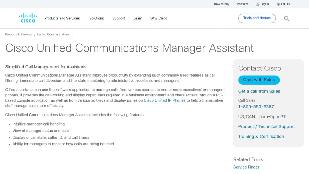 Cisco Unified Communications Manager Assistant screenshot