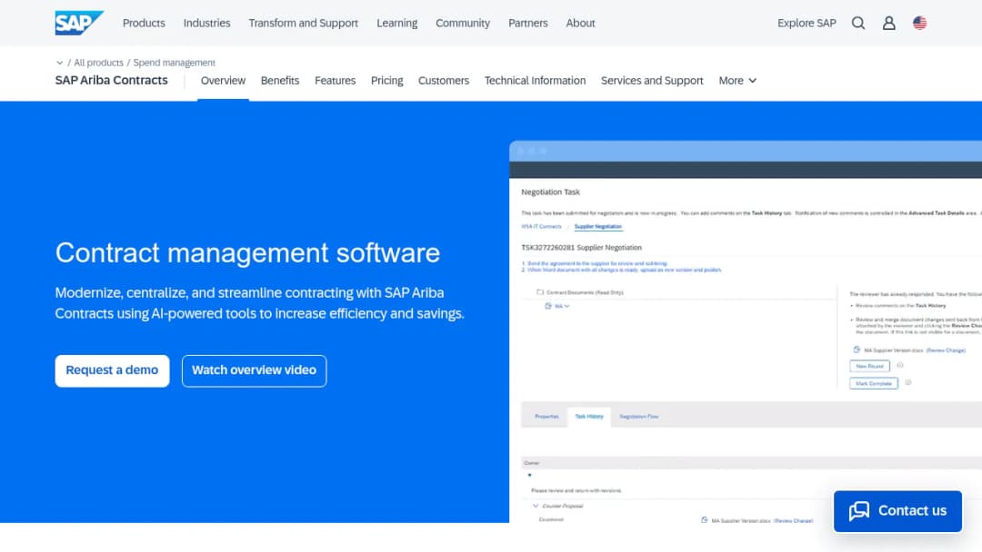 SAP Ariba Contracts screenshot