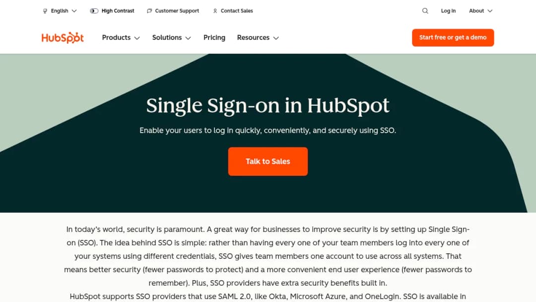 HubSpot Single Sign On Integration screenshot