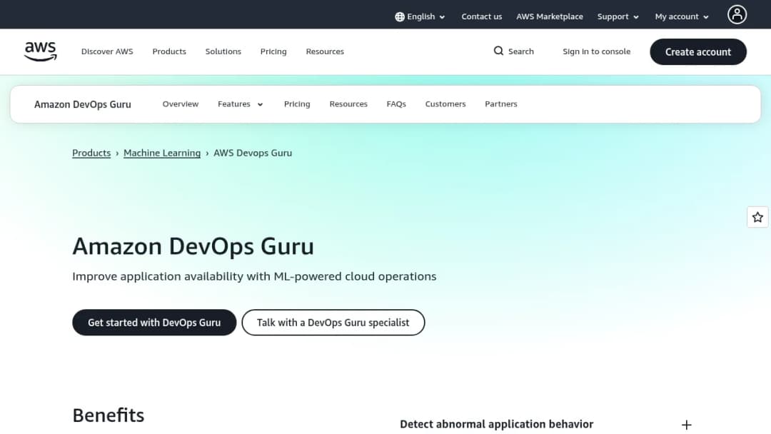 Amazon DevOps Guru screenshot