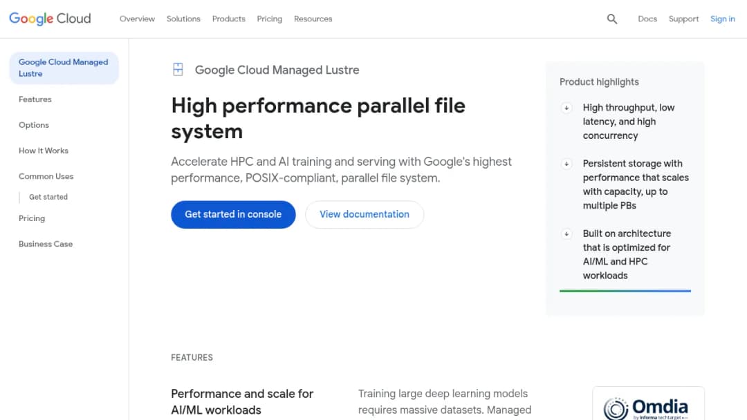 Google Cloud Managed Lustre screenshot
