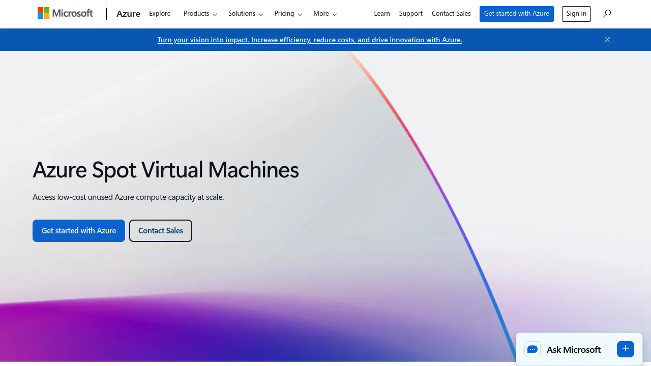 Microsoft Azure Spot Virtual Machines screenshot