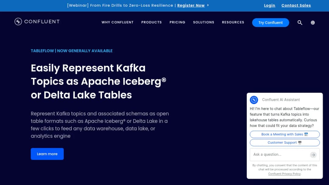 Confluent Tableflow screenshot