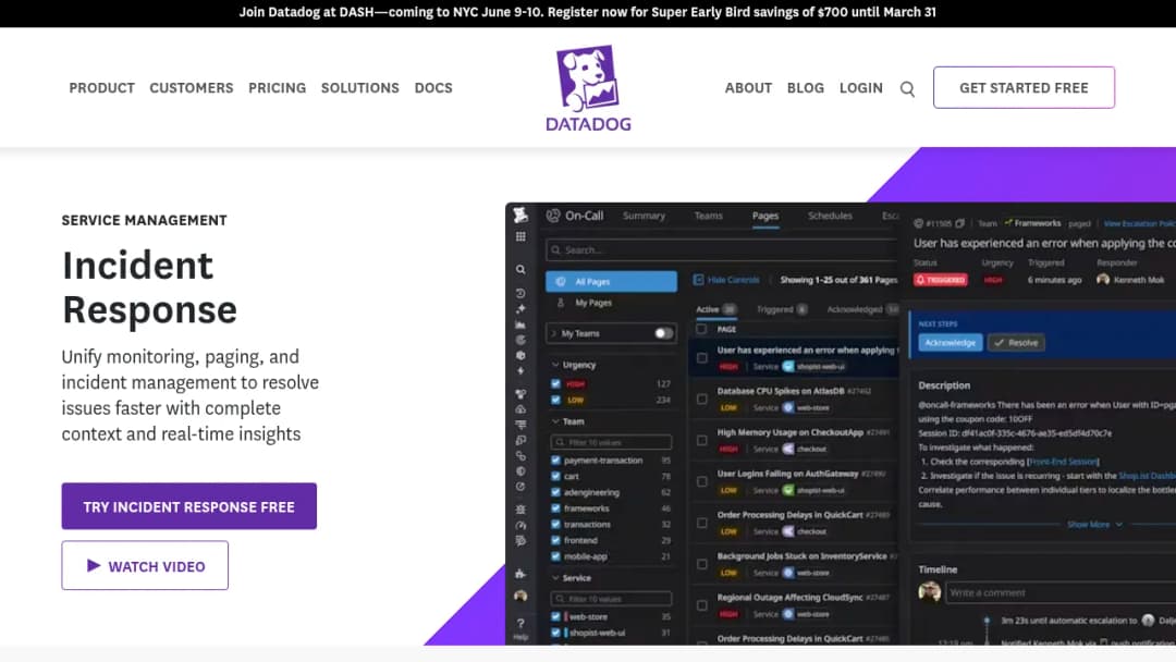 Datadog Incident Response screenshot