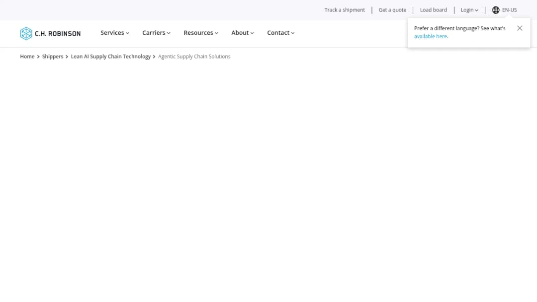C.H. Robinson Agentic Supply Chain screenshot