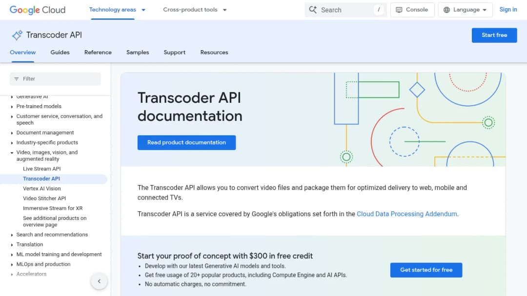 Google Transcoder API screenshot