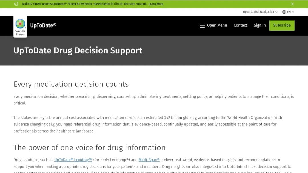 Wolters Kluwer UptoDate Lexidrug screenshot