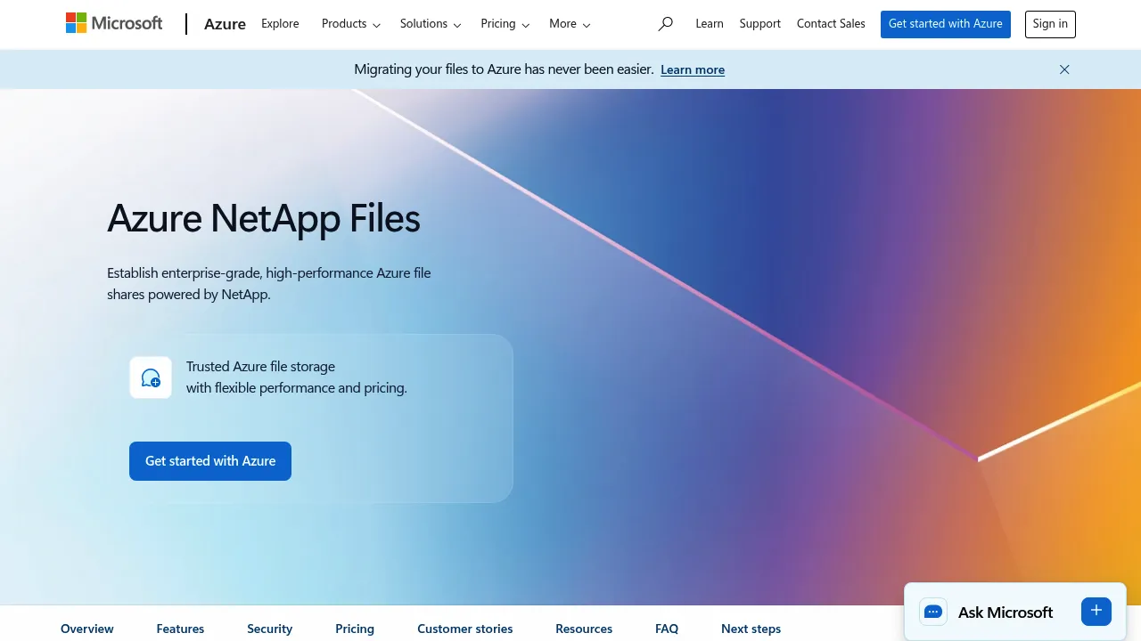 Azure NetApp Files screenshot