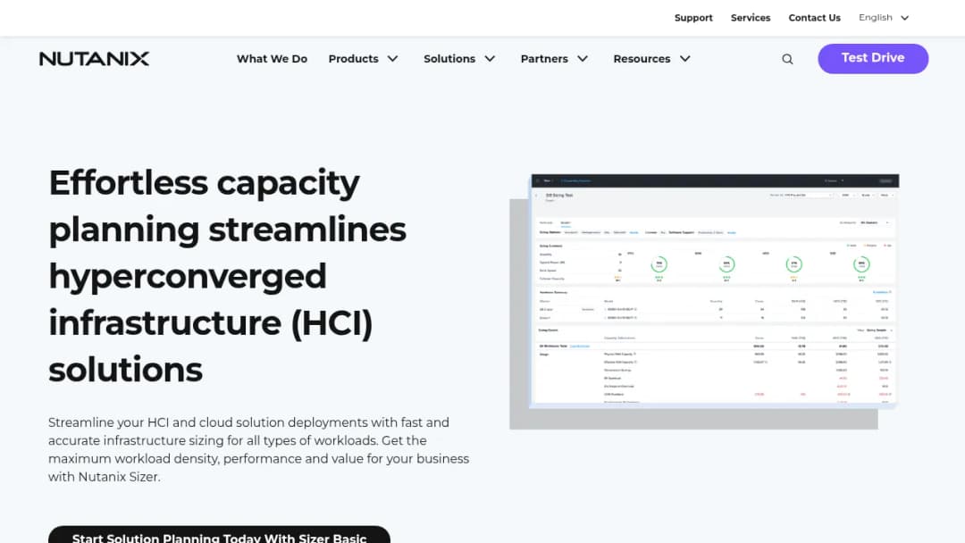 Nutanix Sizer Configuration Estimator screenshot