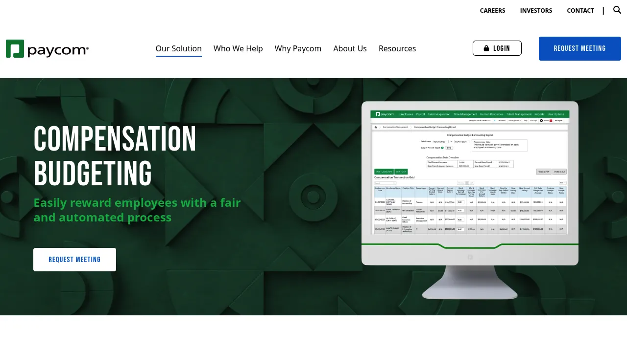Paycom Compensation Budgeting screenshot