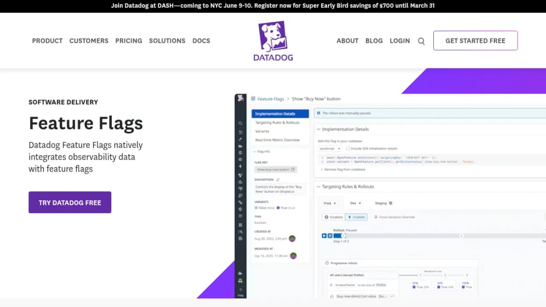 Datadog Feature Flags screenshot