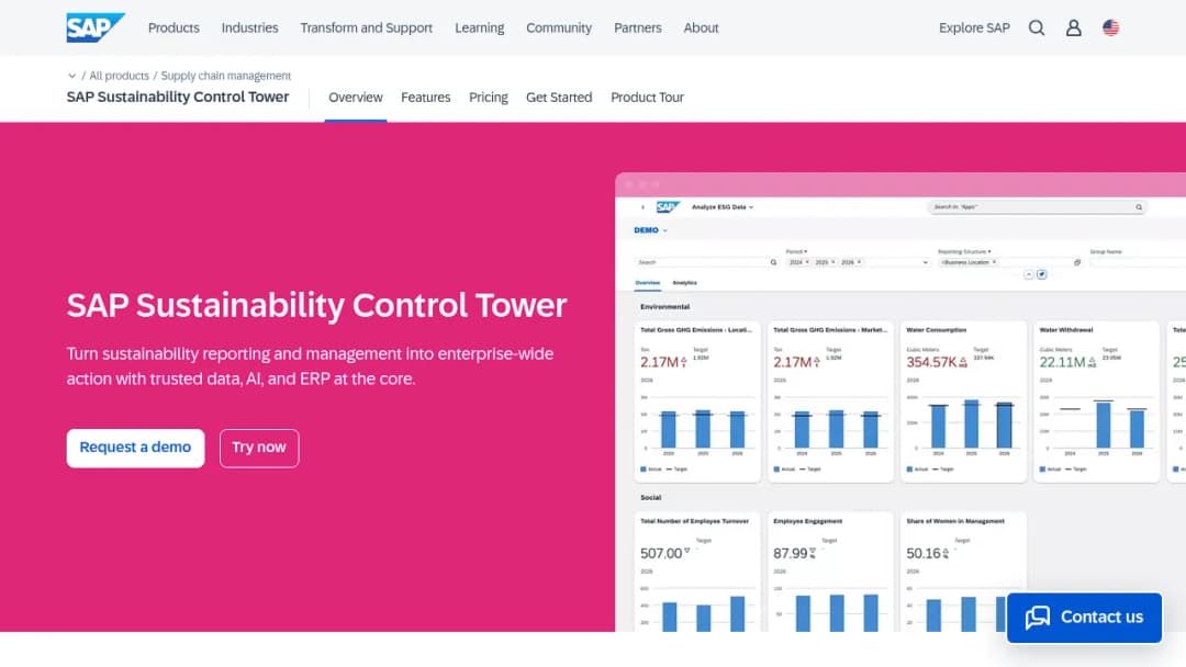 SAP Sustainability Control Tower screenshot