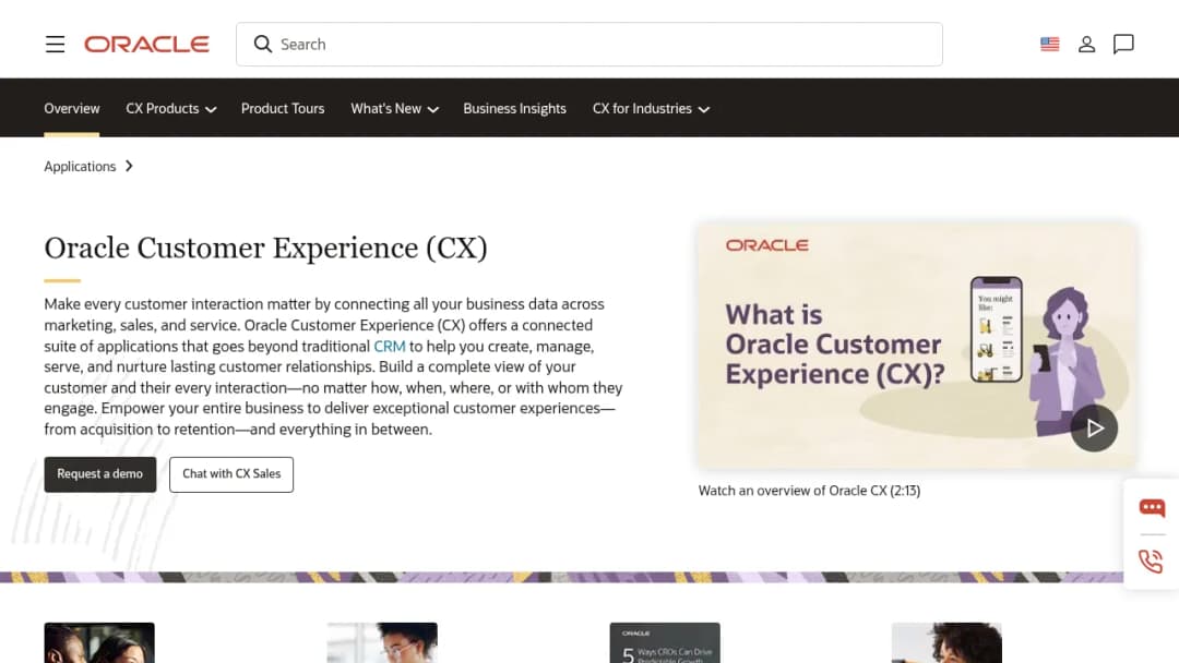 Oracle Customer Experience screenshot
