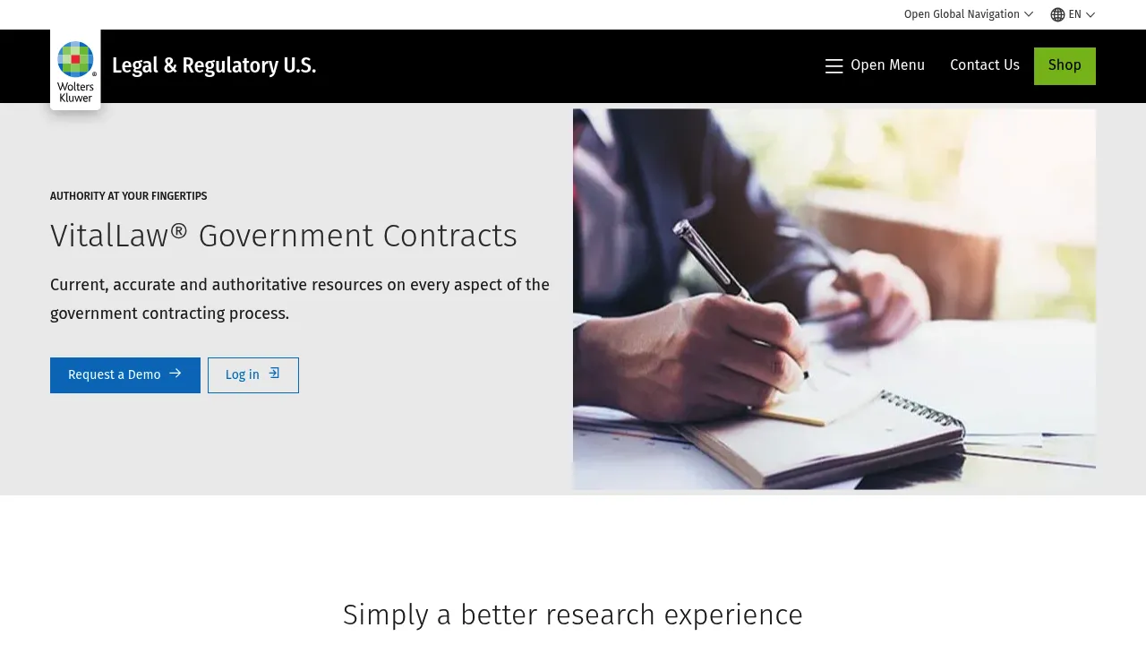 Wolters Kluwer VitalLaw® Government Contracts screenshot