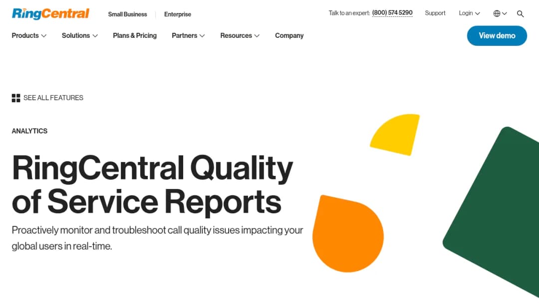 RingCentral Quality of service analytics for IT professionals screenshot