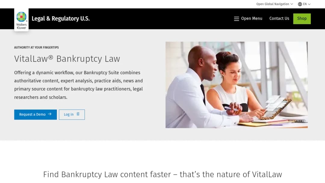 Wolters Kluwer VitalLaw® Bankruptcy Law screenshot