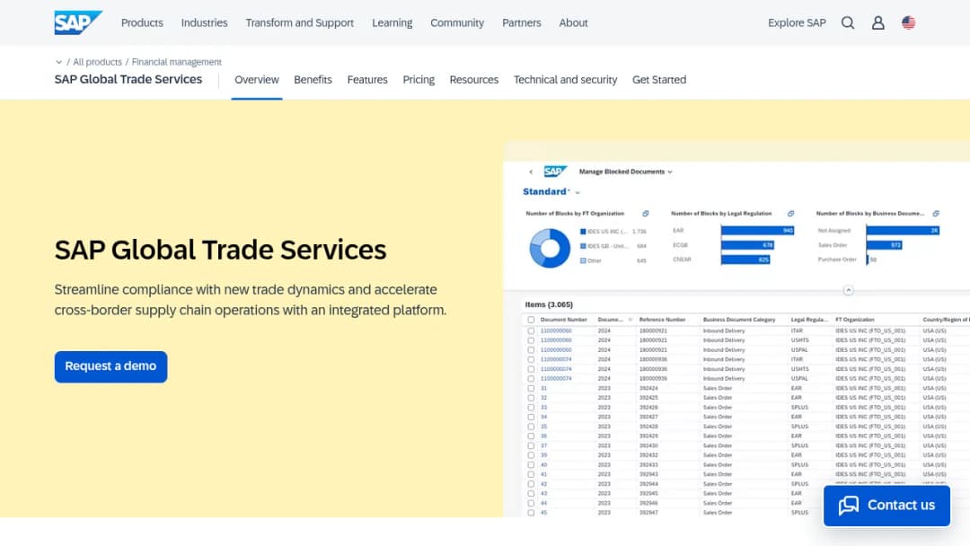 SAP Global Trade Services screenshot