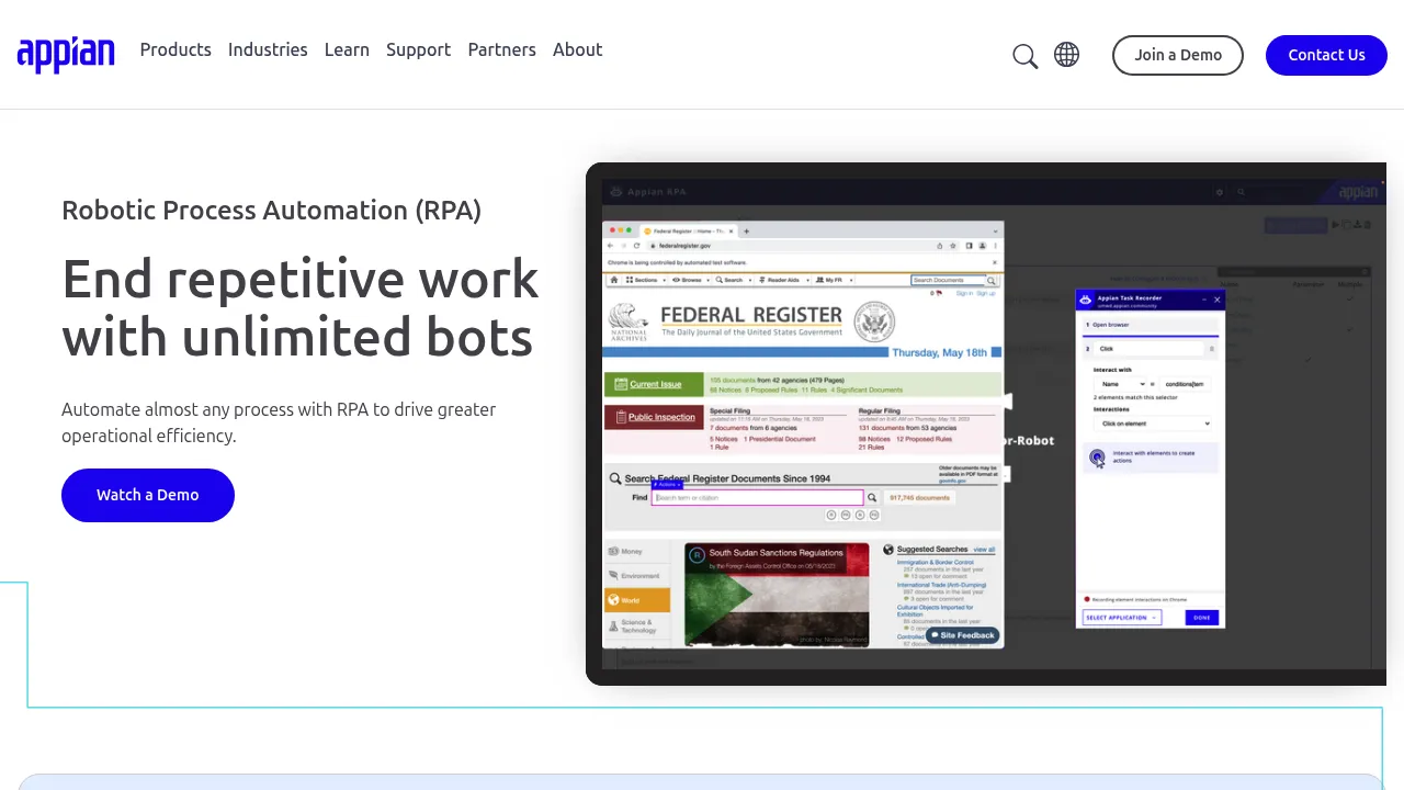 Appian Robotic Process Automation screenshot