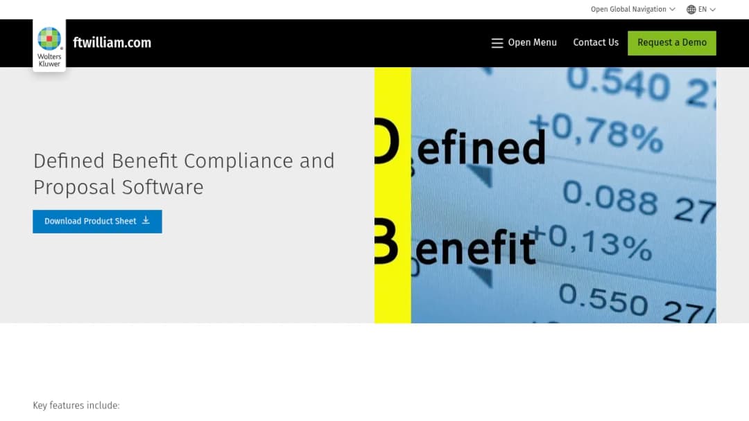 Wolters Kluwer Defined Benefit Compliance and Proposal Software screenshot