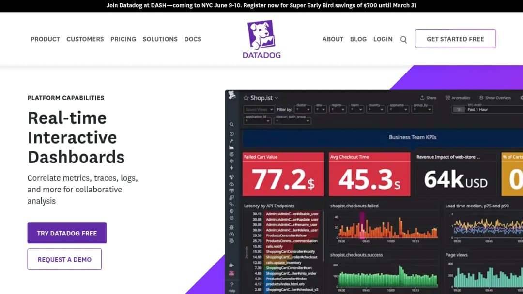 Datadog Dashboards screenshot