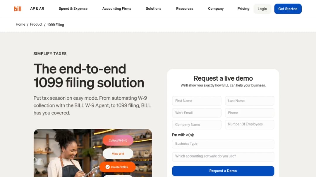 Bill.com 1099 Filing screenshot