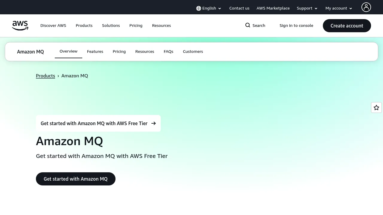 Amazon MQ screenshot