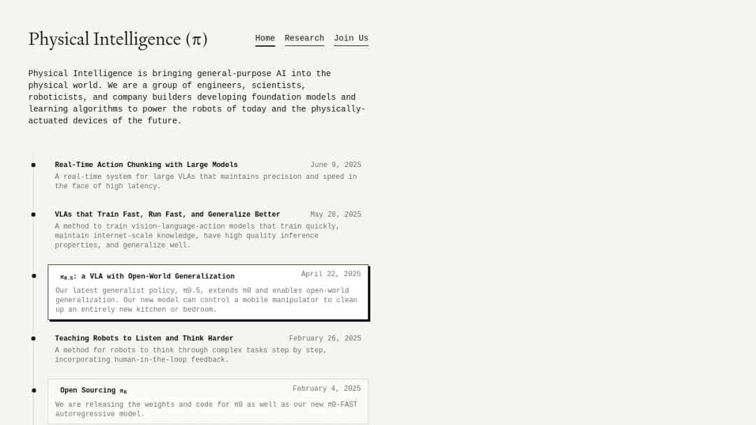Physical Intelligence screenshot