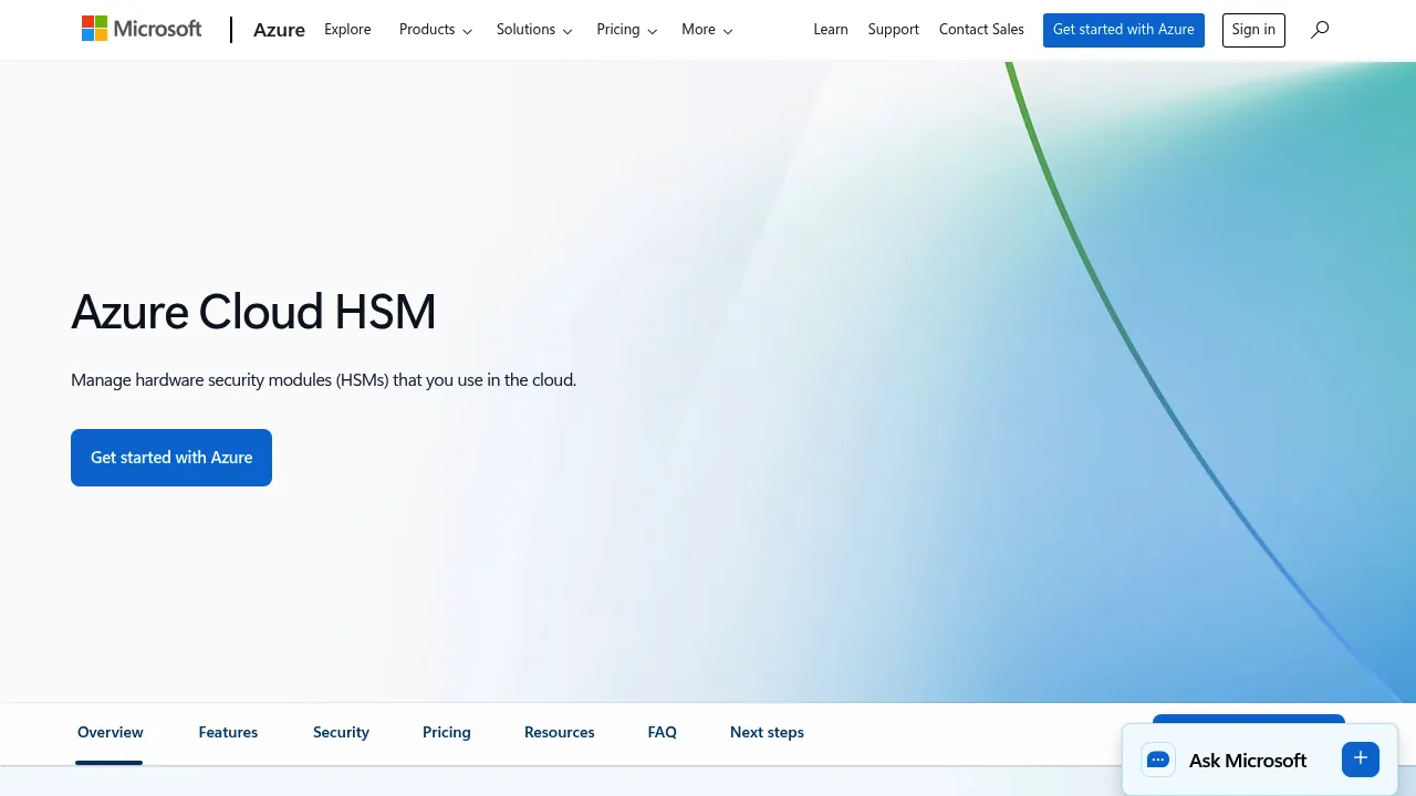 Azure cloud HSM screenshot