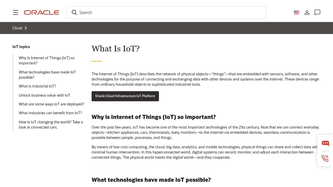Oracle IoT screenshot