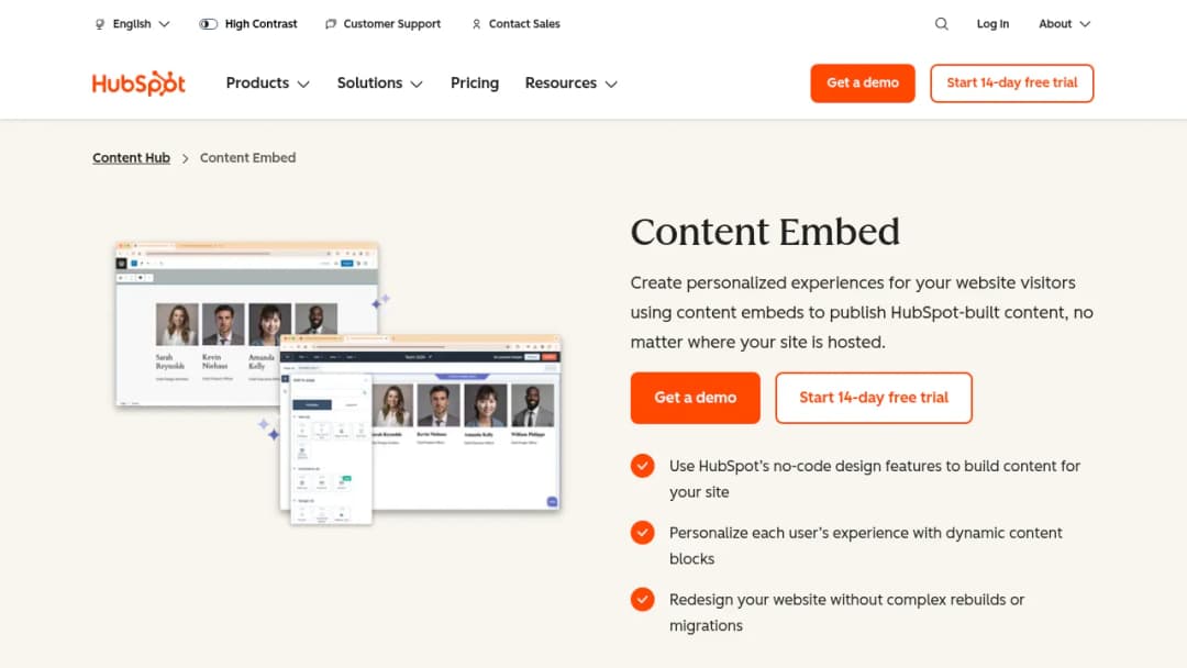 HubSpot Content Embed screenshot