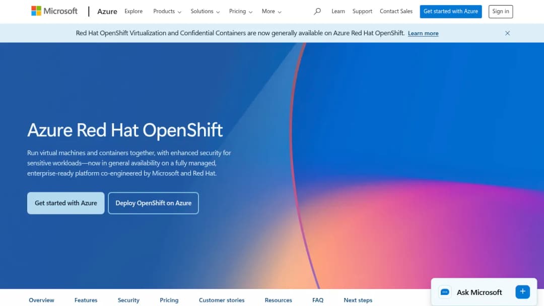 Azure Red Hat OpenShift screenshot