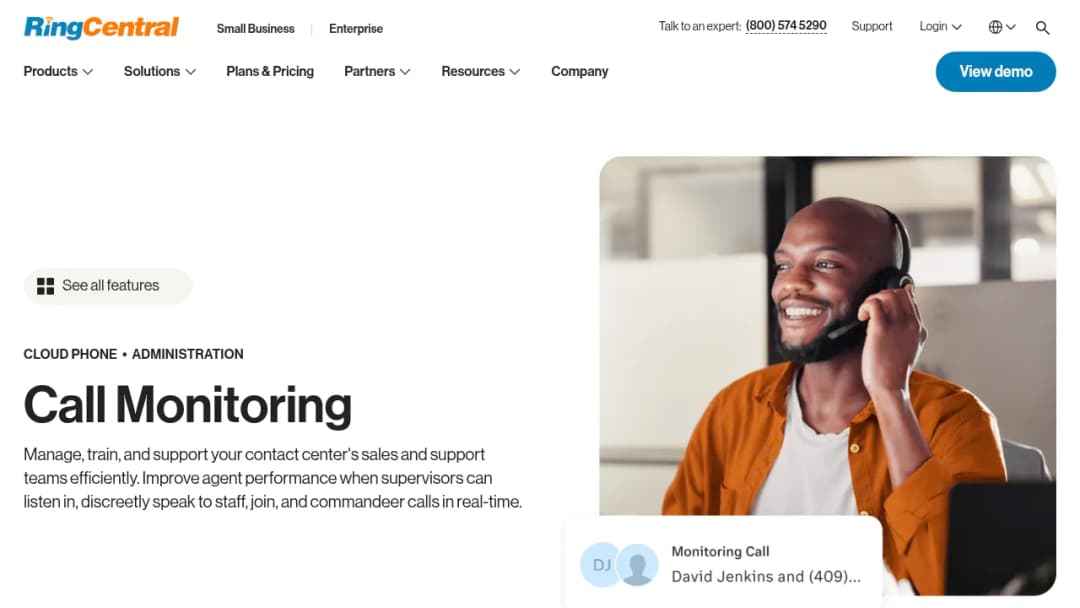 RingCentral Call monitoring screenshot