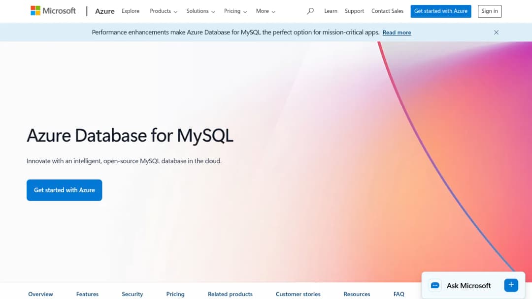 Azure Database for MySQL screenshot