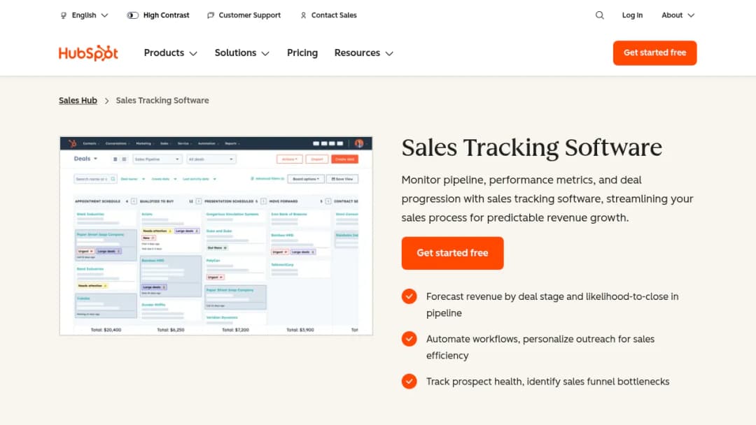 HubSpot Sales Tracking Software screenshot