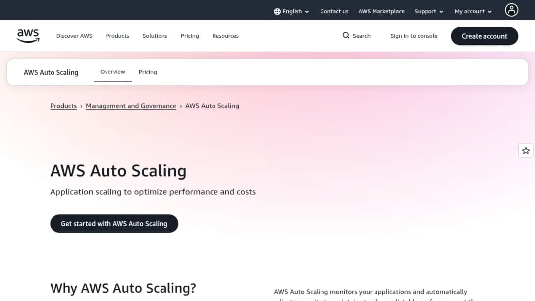 AWS Auto Scaling screenshot