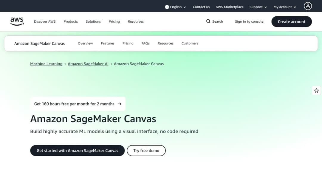 Amazon SageMaker Canvas screenshot