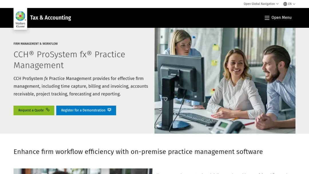 Wolters Kluwer CCH® ProSystem fx® Practice Management screenshot