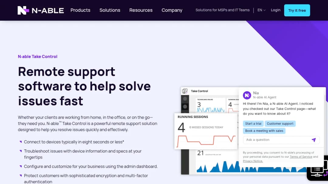 N-able Take Control screenshot