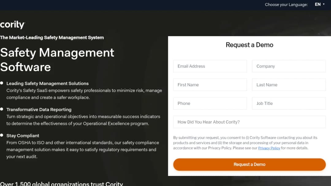 Cority Safety Management screenshot